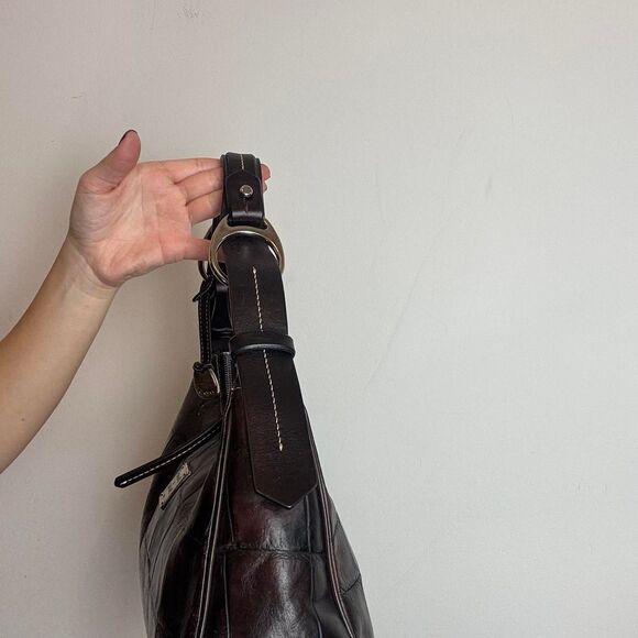 Dooney & Bourke Brown Crocodile Leather Hobo Shouder Bag - Picture 4 of 8